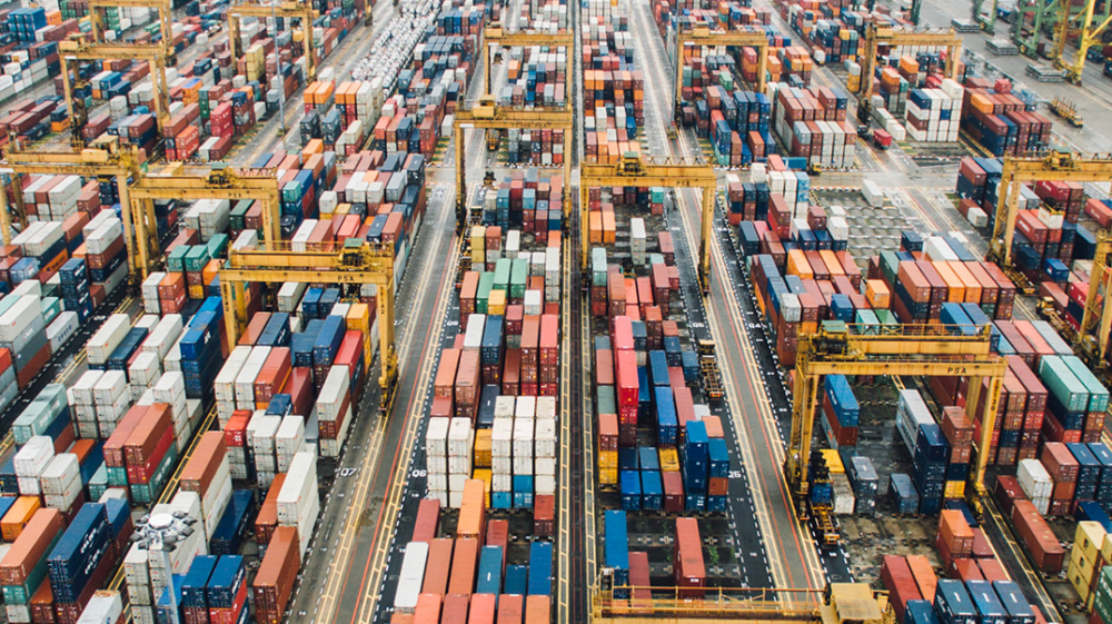 Containers at port