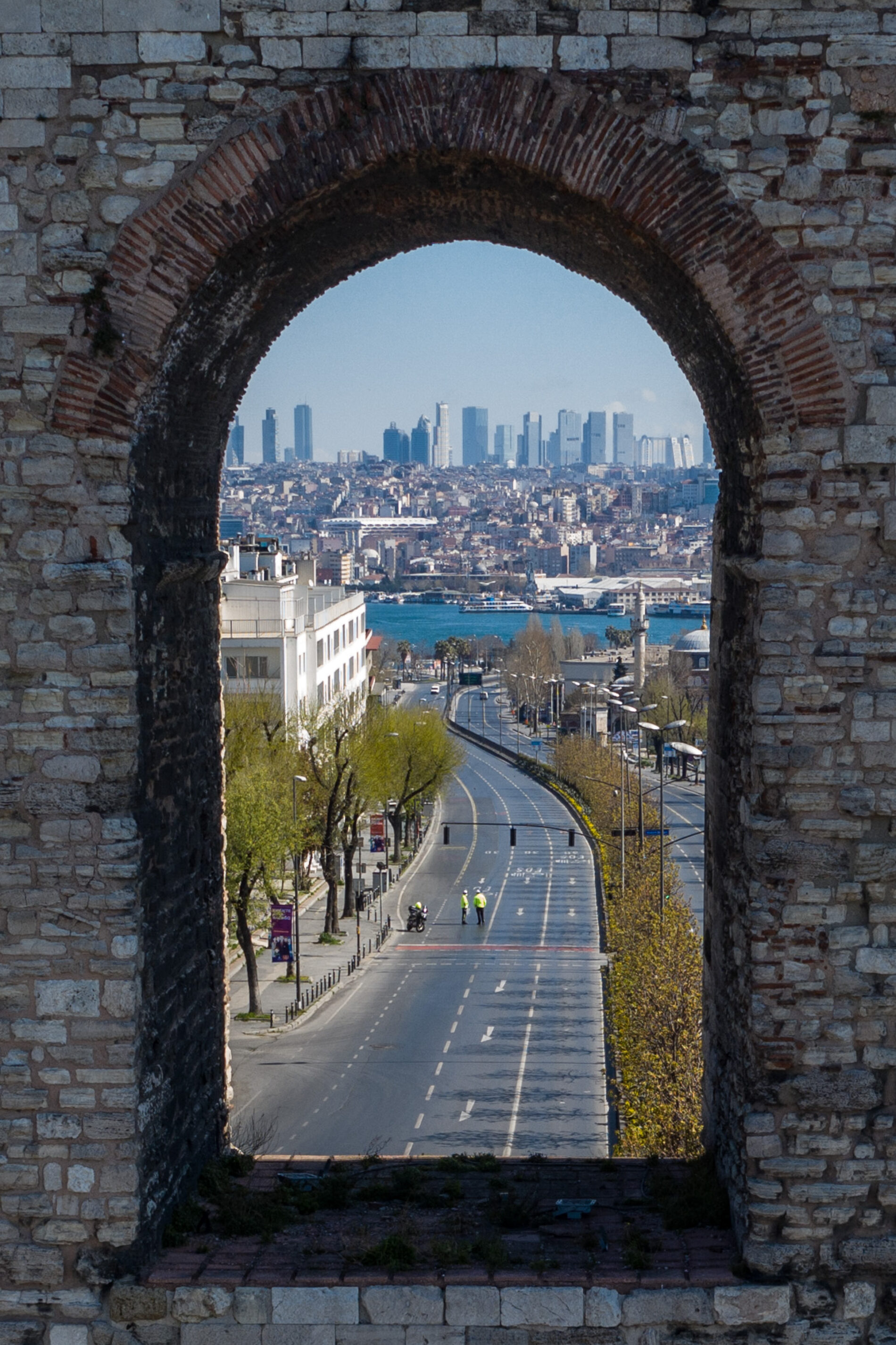 Empty Aqueduct of Valens during lockdown in Istanbul