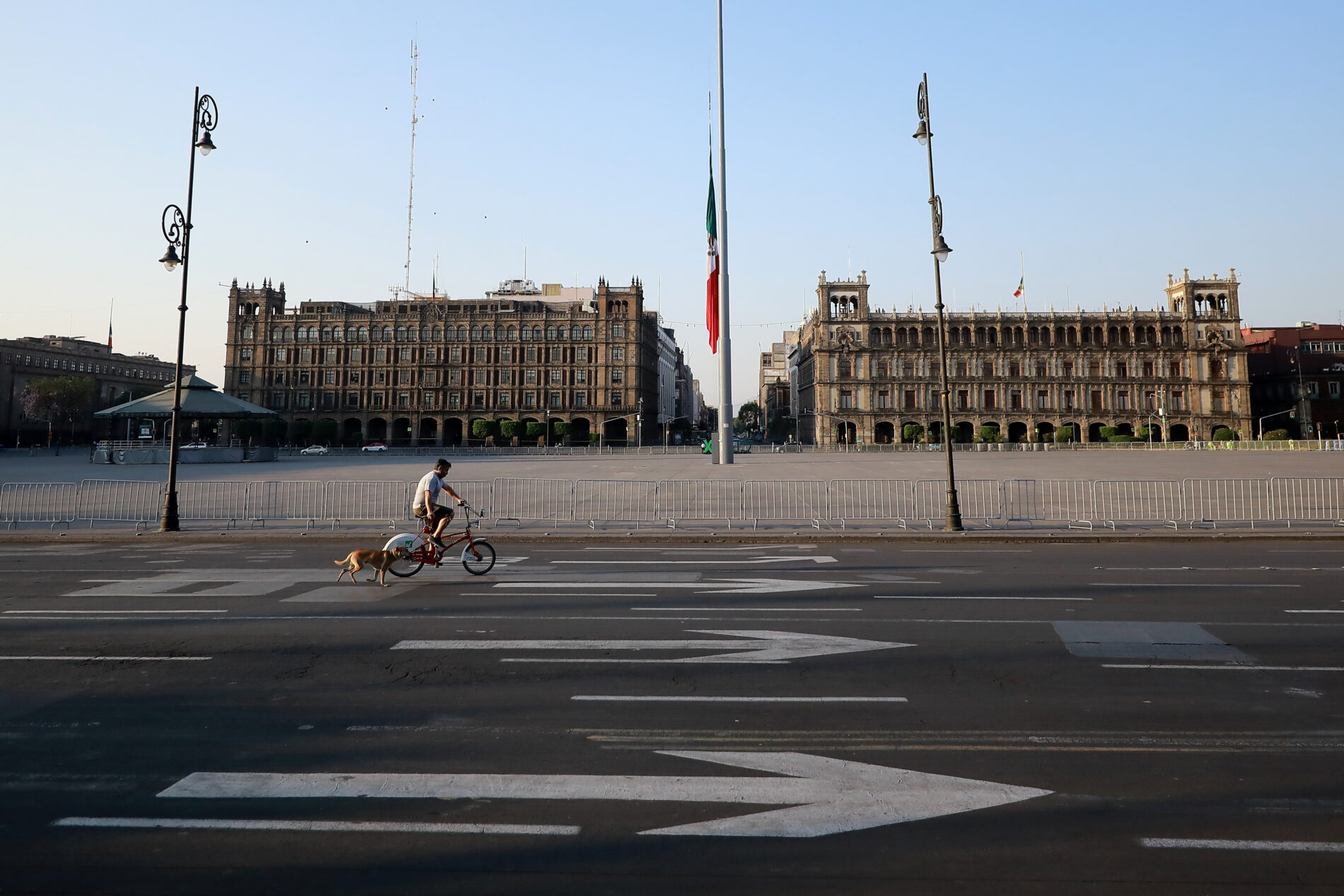 Empty Plaza del Zócalo in Mexico City during lockdown