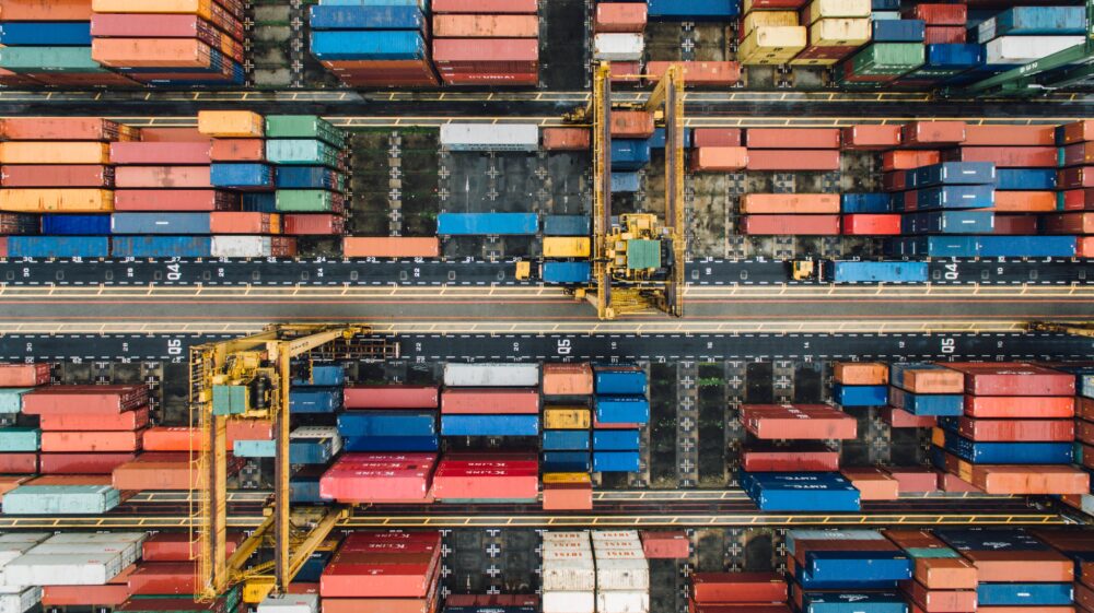 Aerial view of colourful containers, Bukit Merah, Singapore