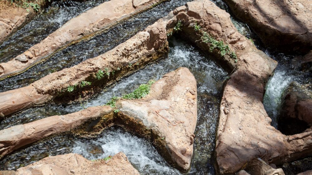 Ancient irrigation channels in the Figuig oasis, Morocco