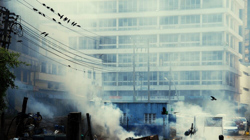 A heavily polluted residential area.
