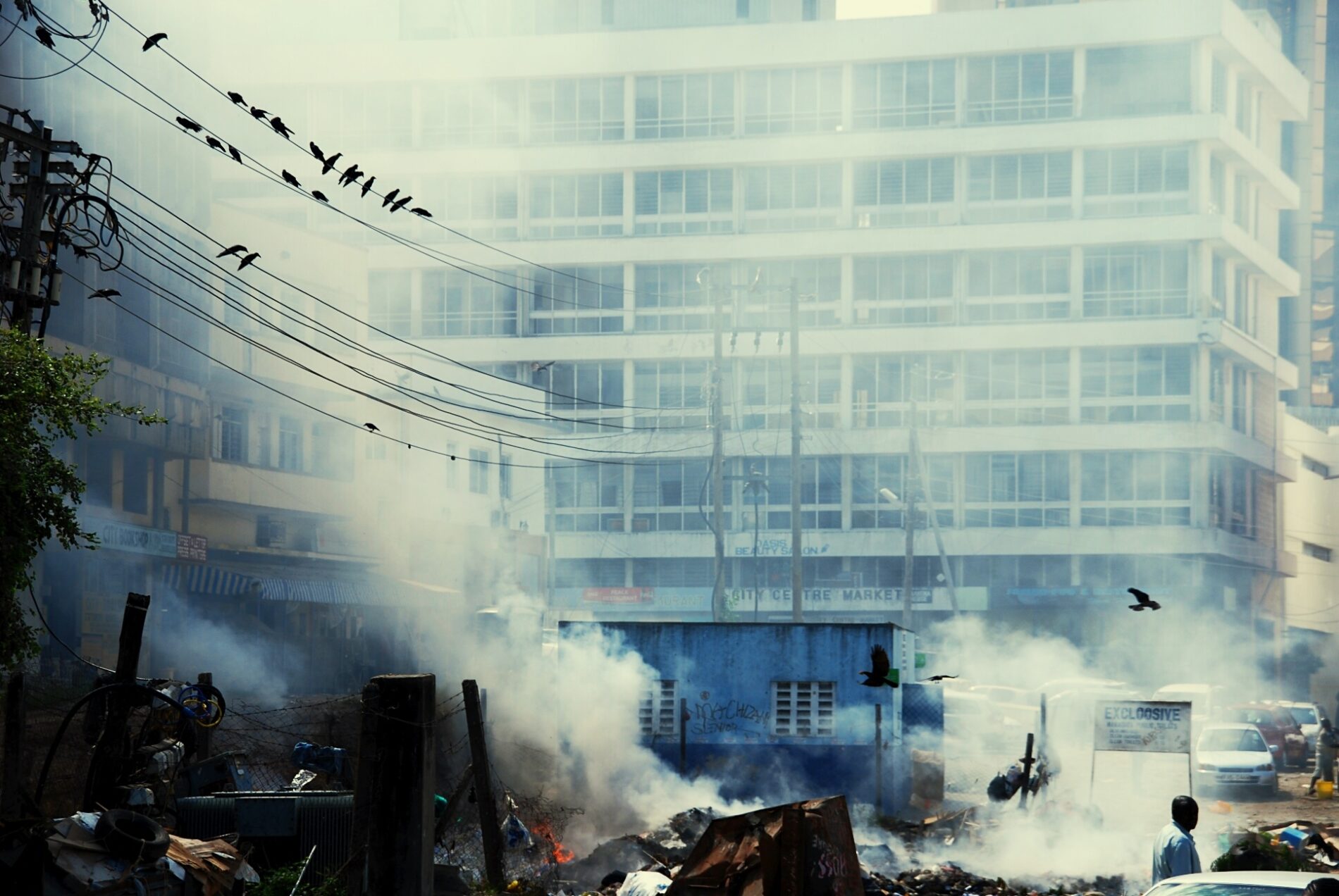 A heavily polluted residential area.