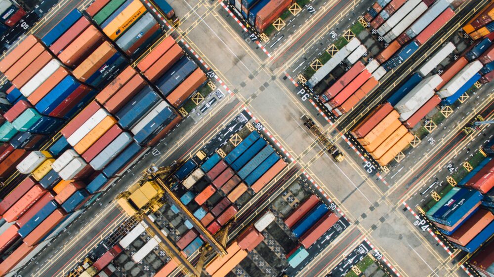 Aerial view of containers, Bukit Merah, Singapore