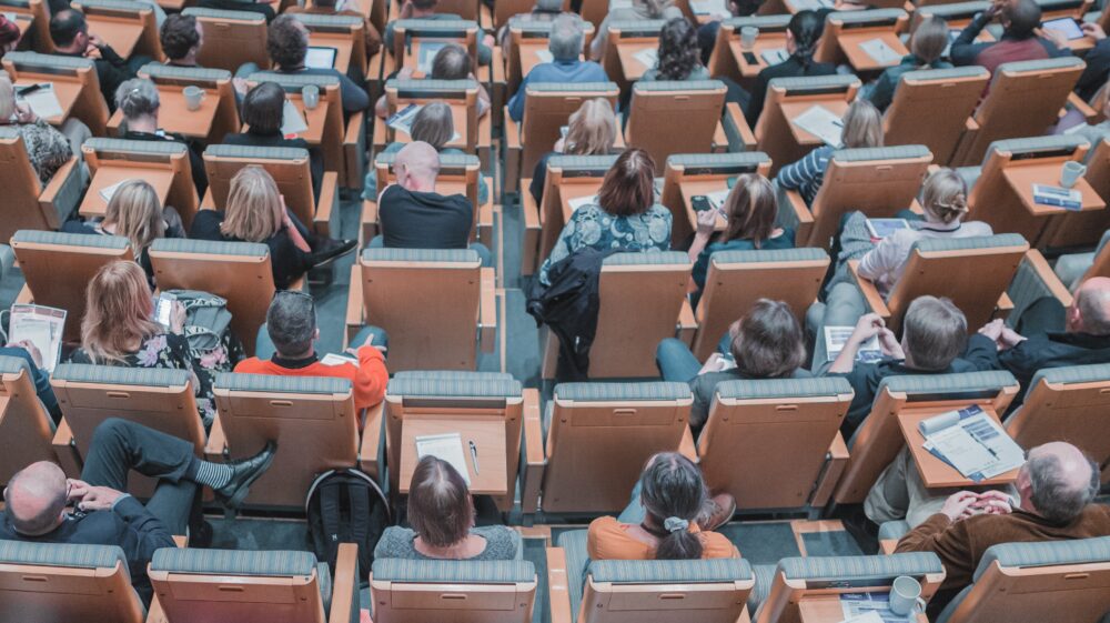 An auditorium full of people in Stockholm