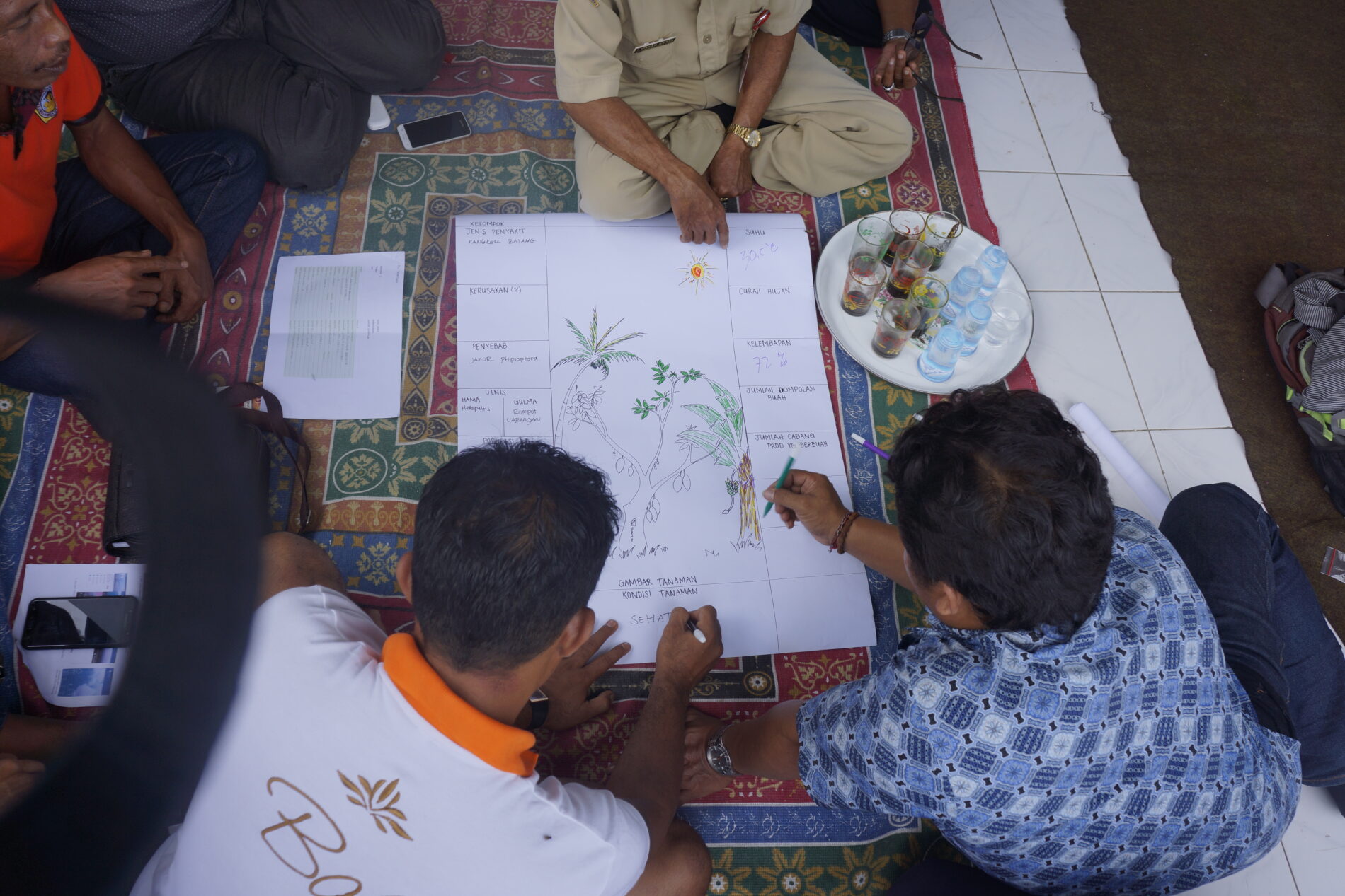 Farmers in Bali attend a climate field school.