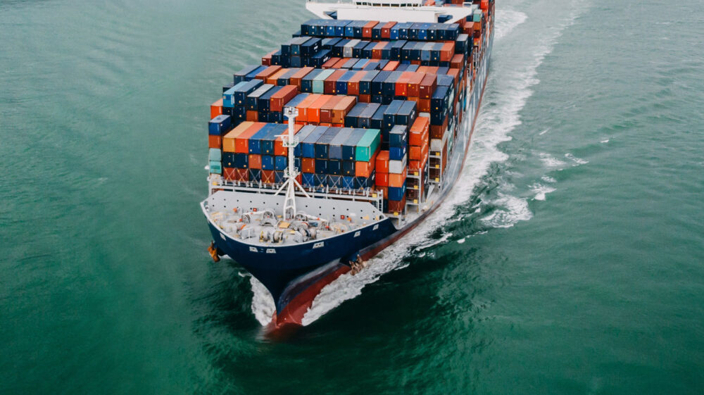 Container ship in Hong Kong, China.