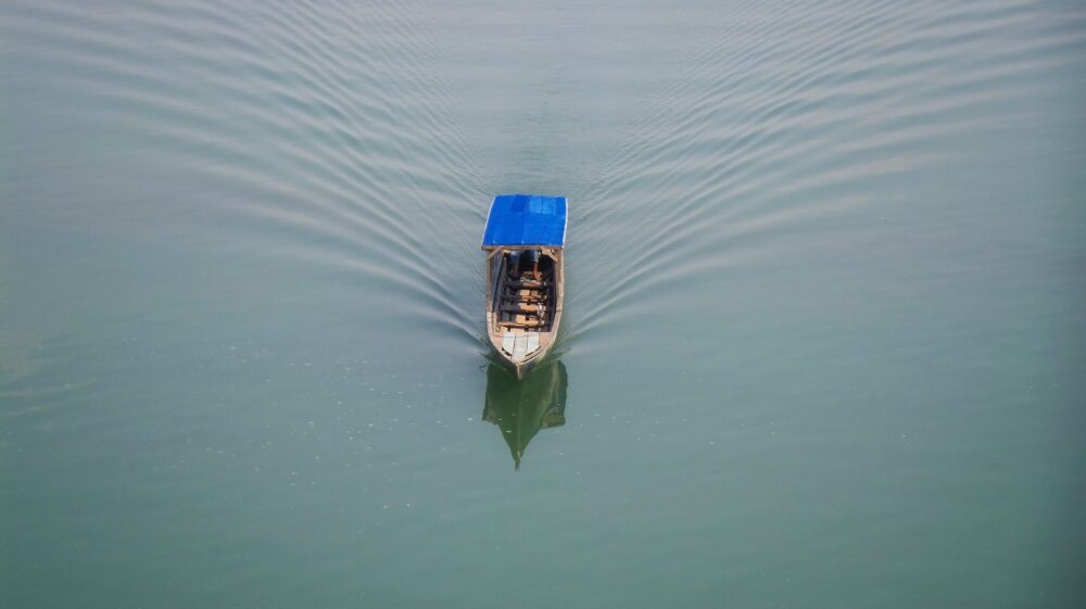 Boat on the Mekong in Cambodia