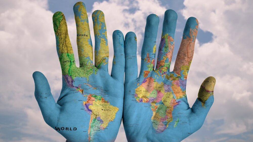Blue Hands World Map