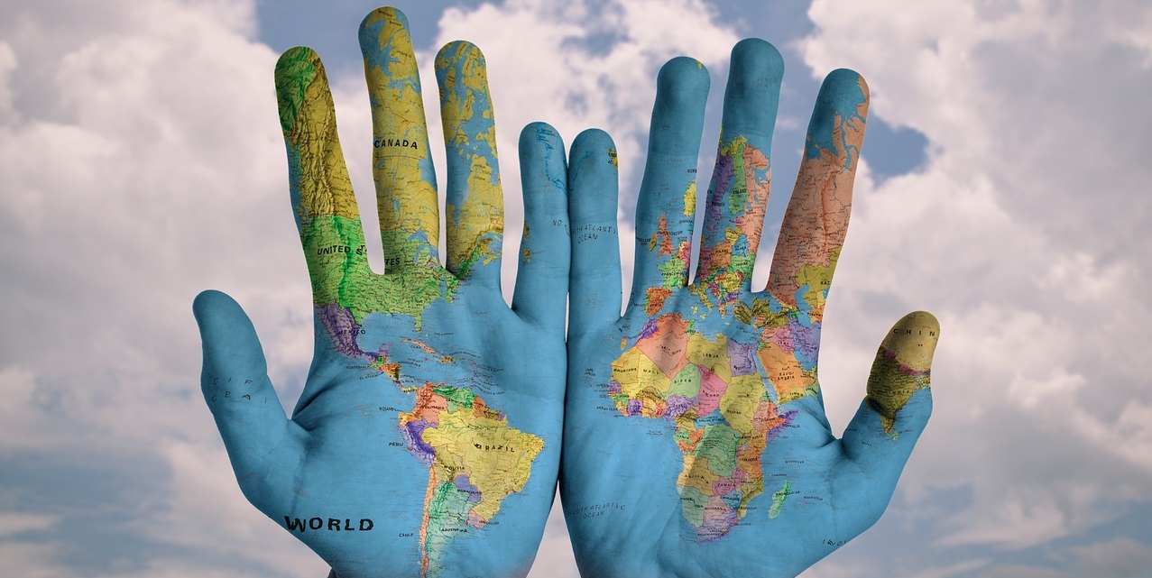 Blue Hands World Map