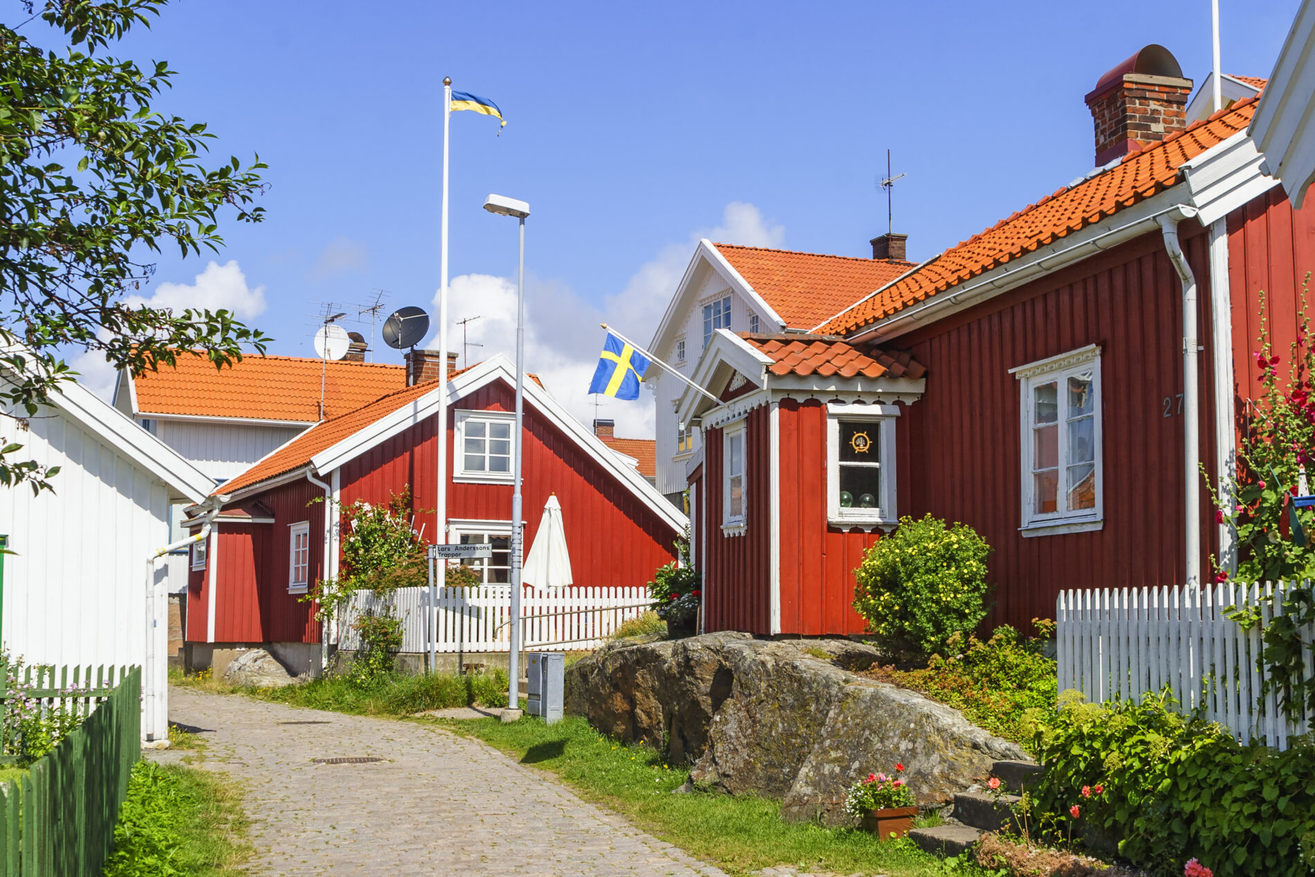 Traditional red houses in Sweden