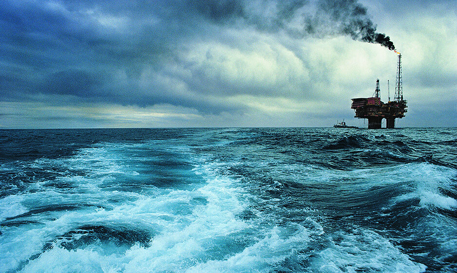An oil field on choppy waters
