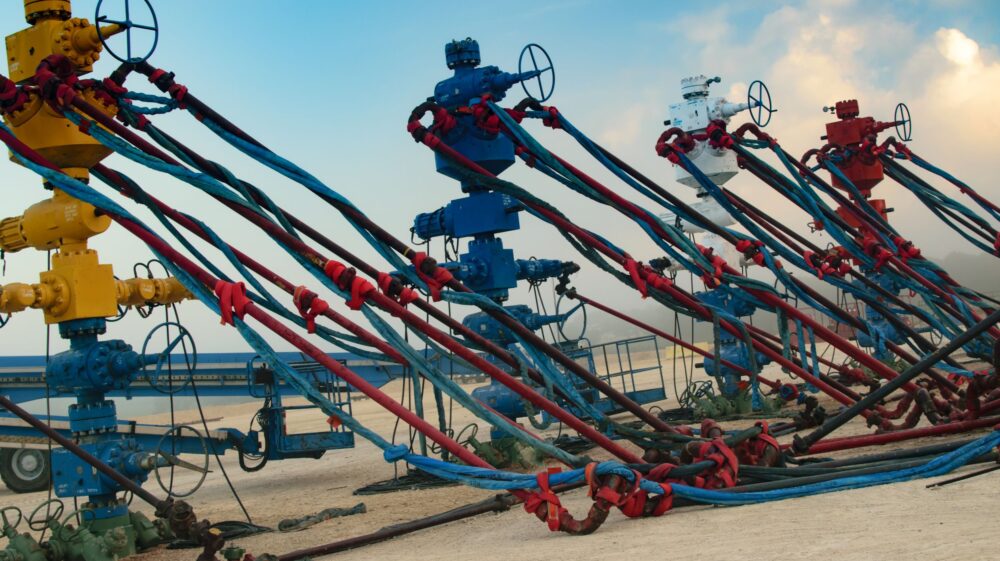 Drilling and fracking – oil well in Texas