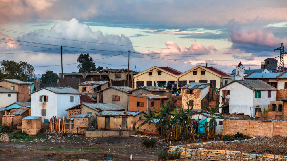Rundown buildings in the capital city of Madagascar, Antananarivo