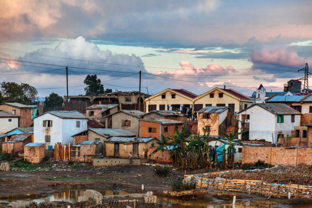 Rundown buildings in the capital city of Madagascar, Antananarivo