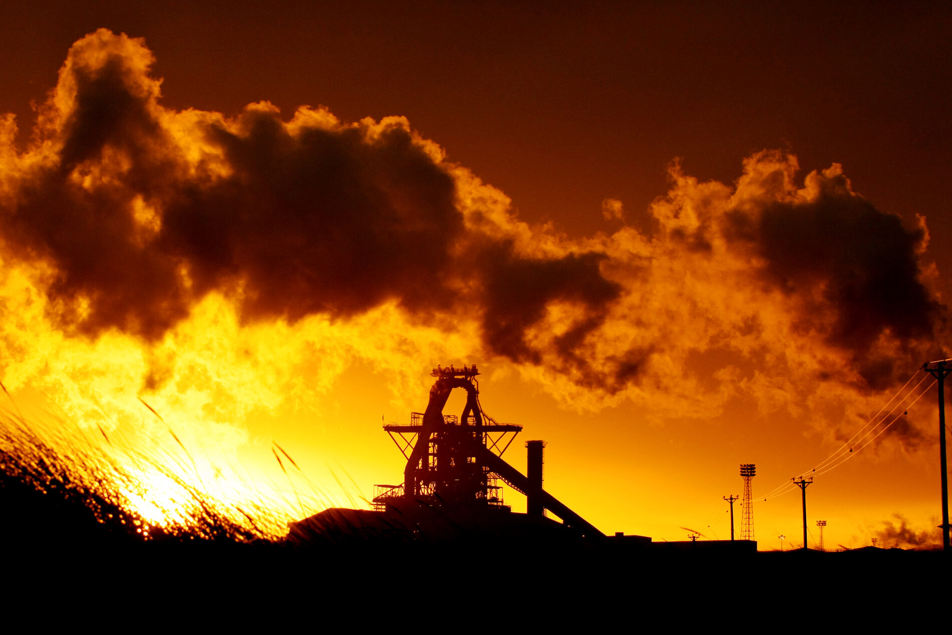 Redcar blast furnace at sunrise, Redcar, Cleveland, England