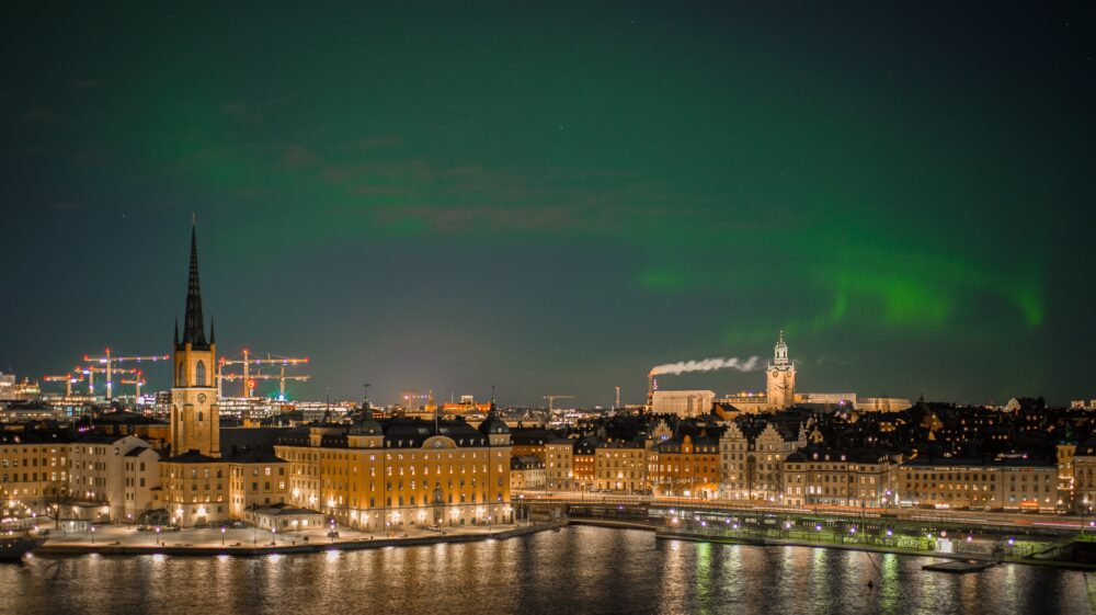 Northern Lights over Stockholm from Monteliusvägen
