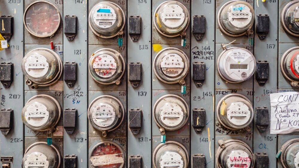 Electricity meters on a house wall