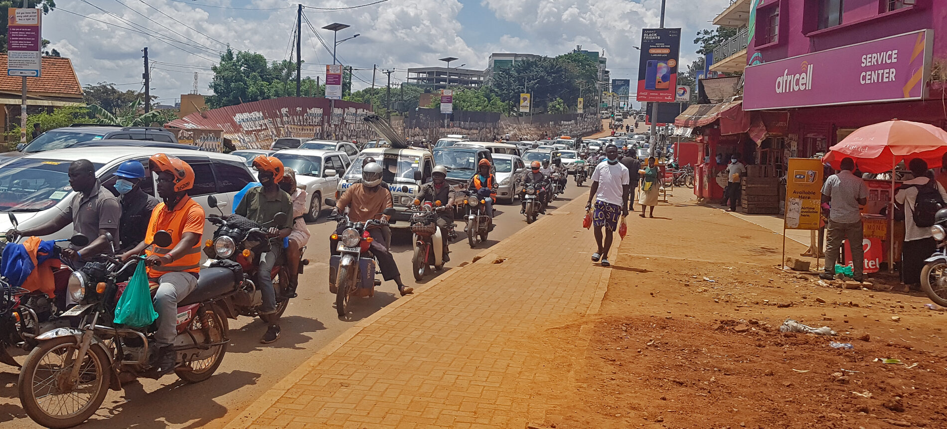 Different transport modes in Kampala, Uganda.