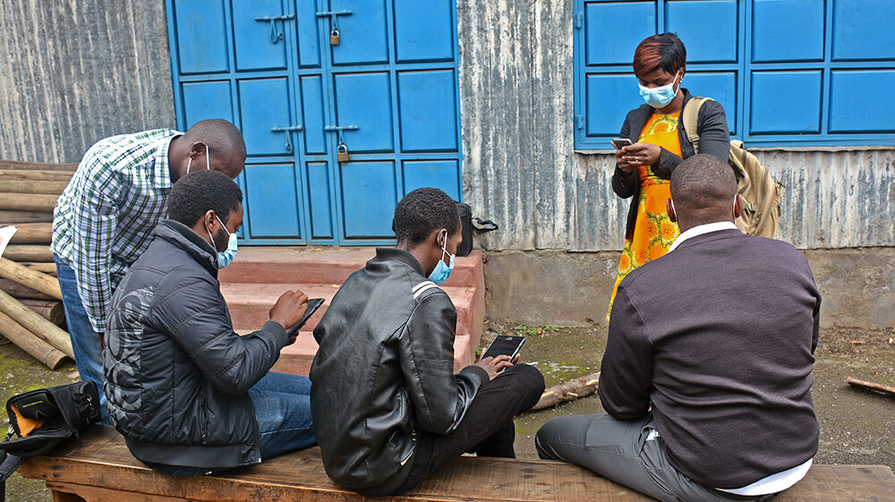 Citizen scientists collecting data using apps in Nakuru, Kenya