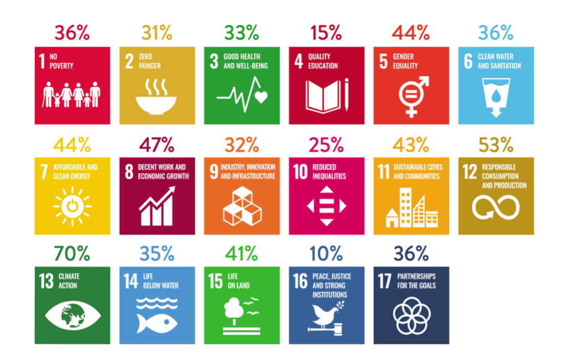Percentage of organizations that align with the UN Sustainable Development Goals