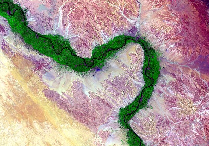 Satellite image over Nile River, Sudan, 2014