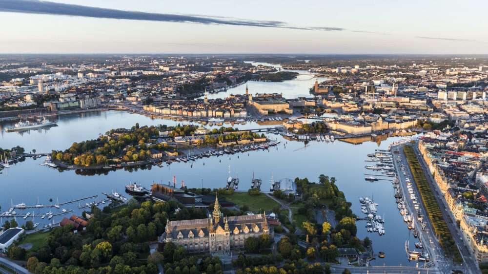 Aerial view of Nordic Museum, Stockholm, Sweden
