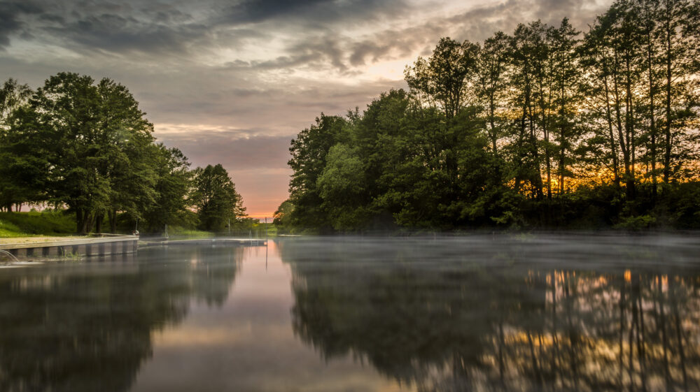 View of Fyris River in Storvad, near Uppsala, Sweden