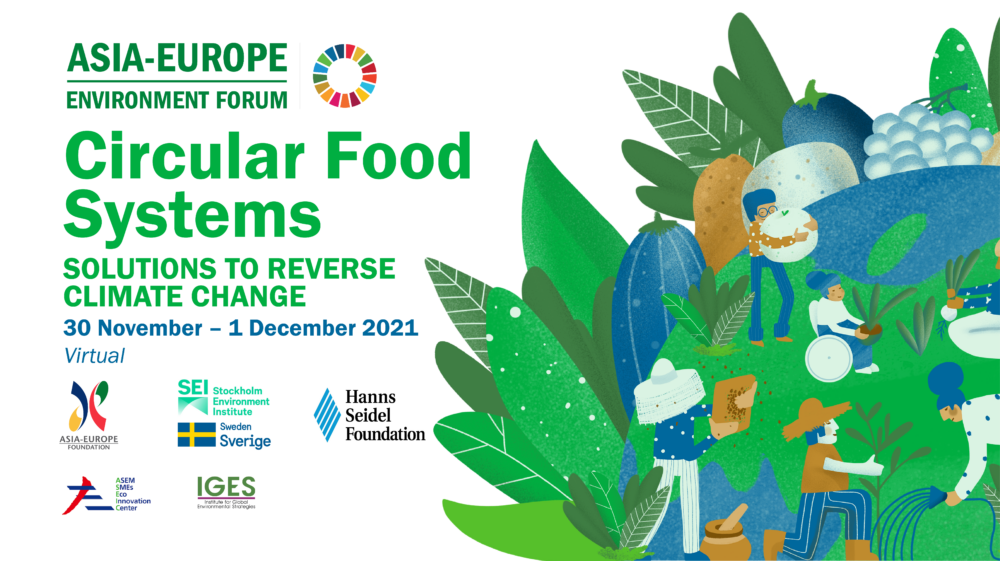 Website banner for Asia-Europe Environment Forum's Circular Food Systems: Solutions to Reverse Climate Change forum