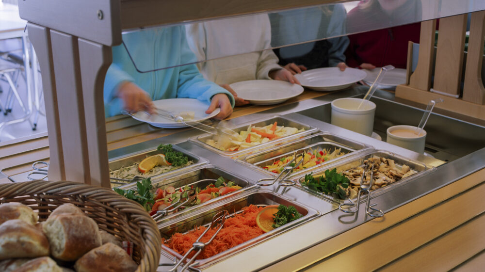Swedish school lunch buffet