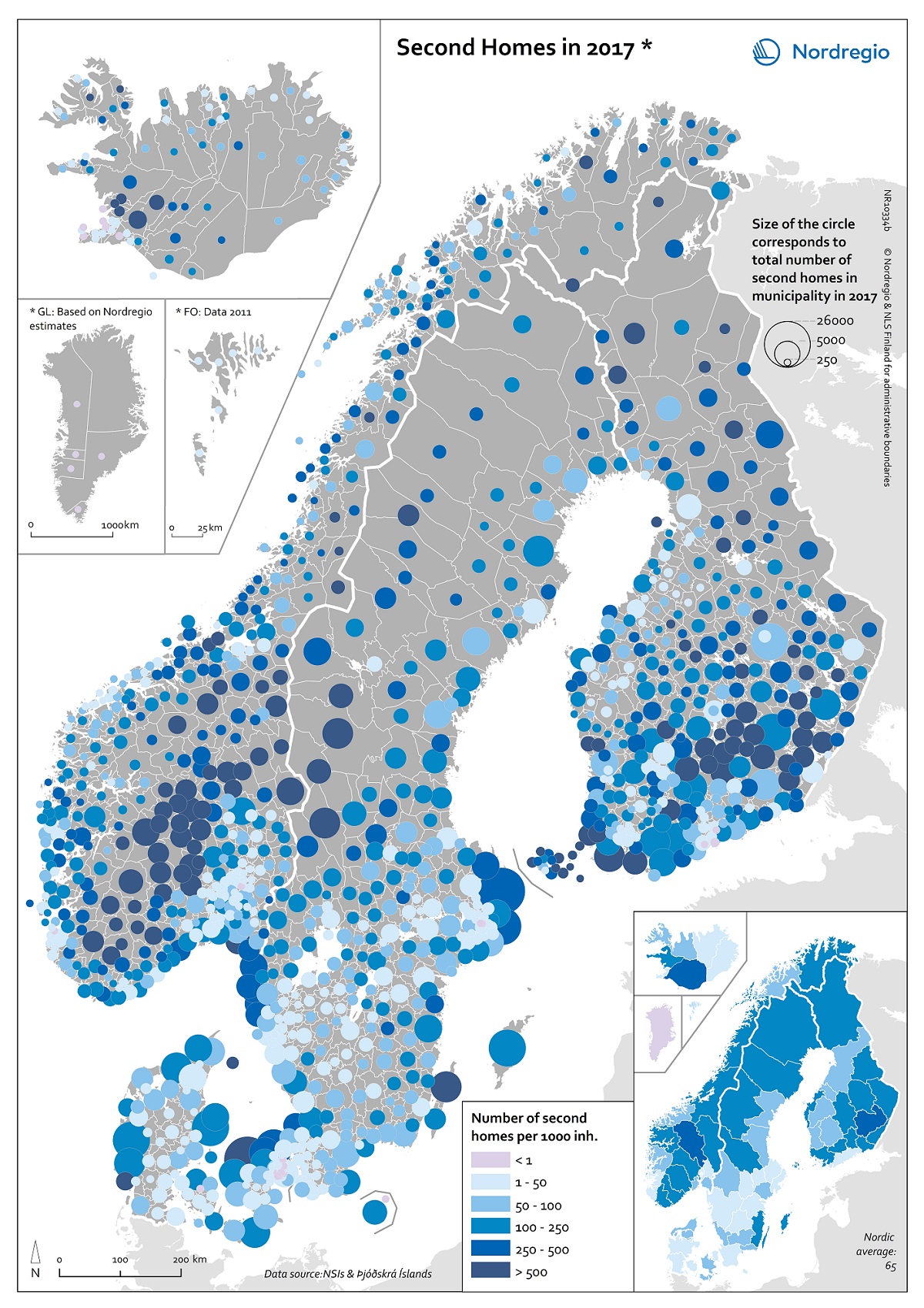 An illustration showing the highest concentration of second homes in Sweden. Source: Eeva Turunen / Nordregio