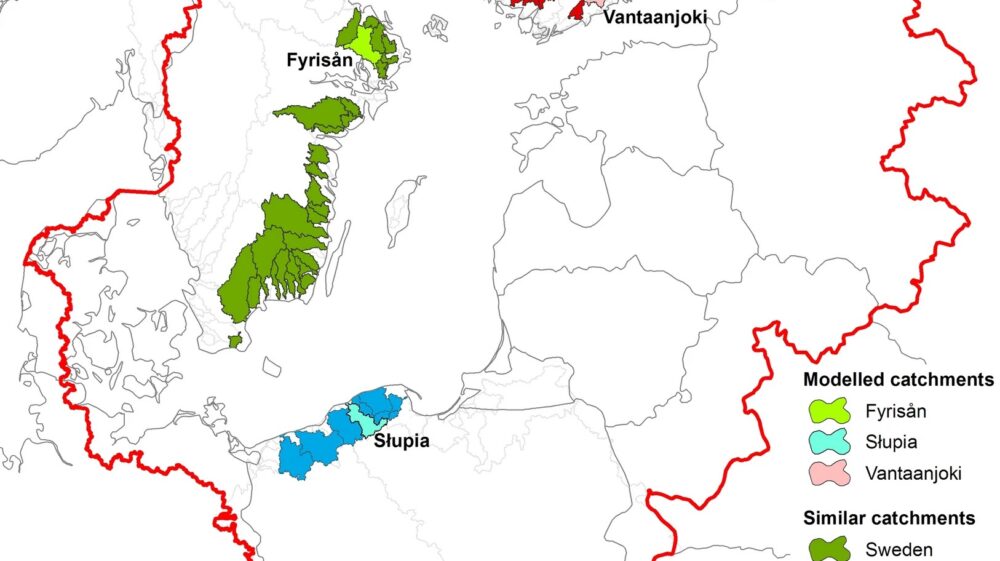 Three river basin catchments for Baltic Sea in Sweden, Finland and Poland
