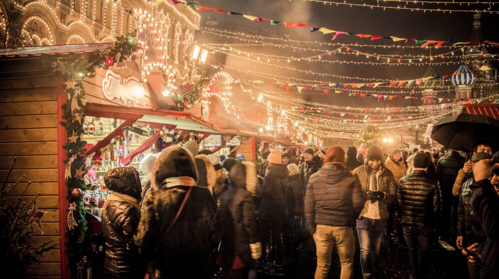 People at a Christmas market