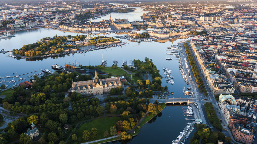 The Nordic Museum from above. Symbolizing Stockholm+50 sustainable planet health science, based, solutions, people, hybrid, event