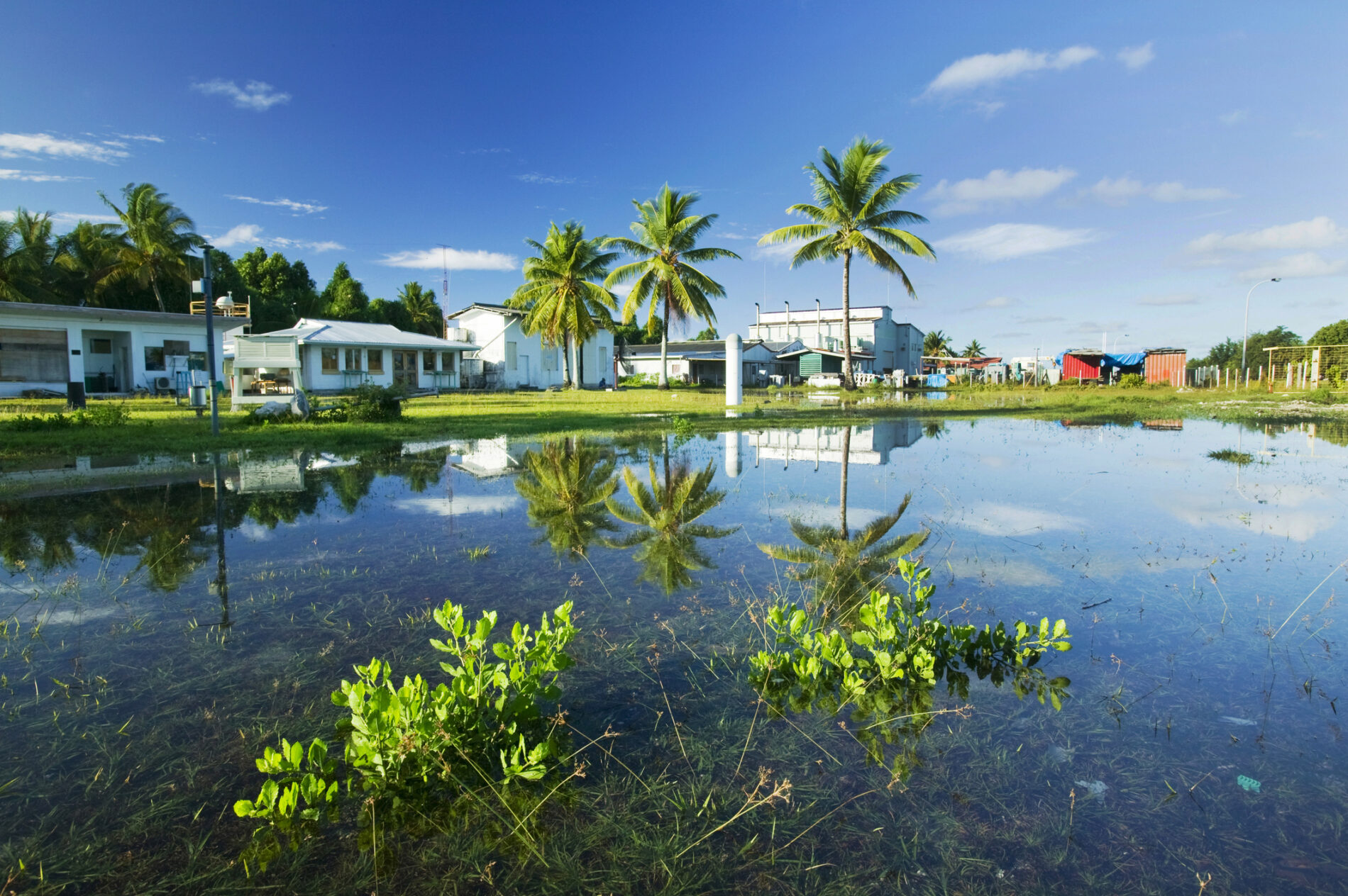 Funafuti Atoll, the main island of Tuvalu, flooded by sea water incursion