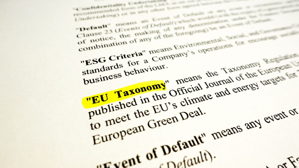EU Taxonomy highlighted in document to mark importance of reaching climate and energy targets by 2030 the EU taxonomy for sustainable activities defining objectives and steps to become carbon neutral