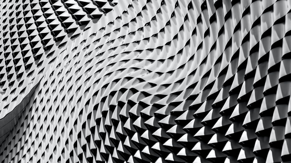 Abstract spiked and curved grey pattern on roof