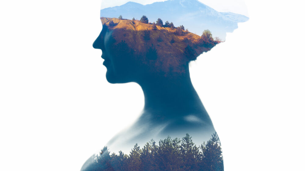 Silhouette of woman with nature background, Serbia