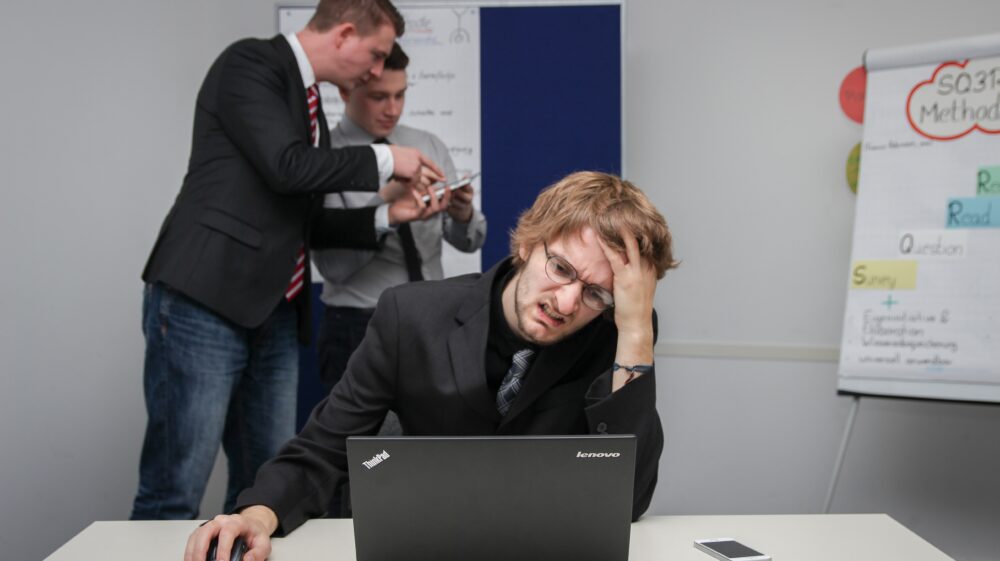 Frustrated man at desk