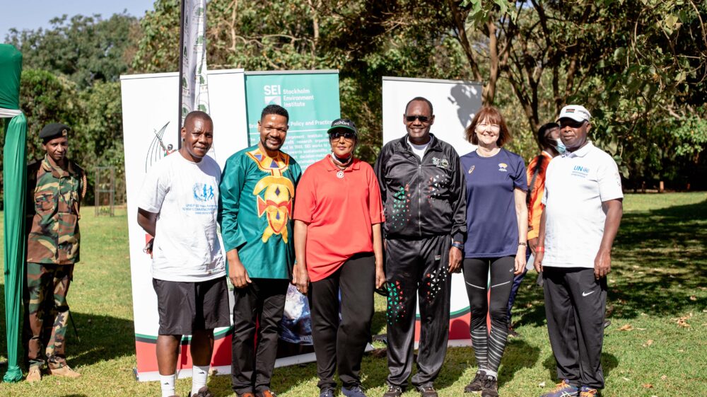 Posing for air quality: UNEP at 50 Marathon, Karura, Nairobi, Kenya