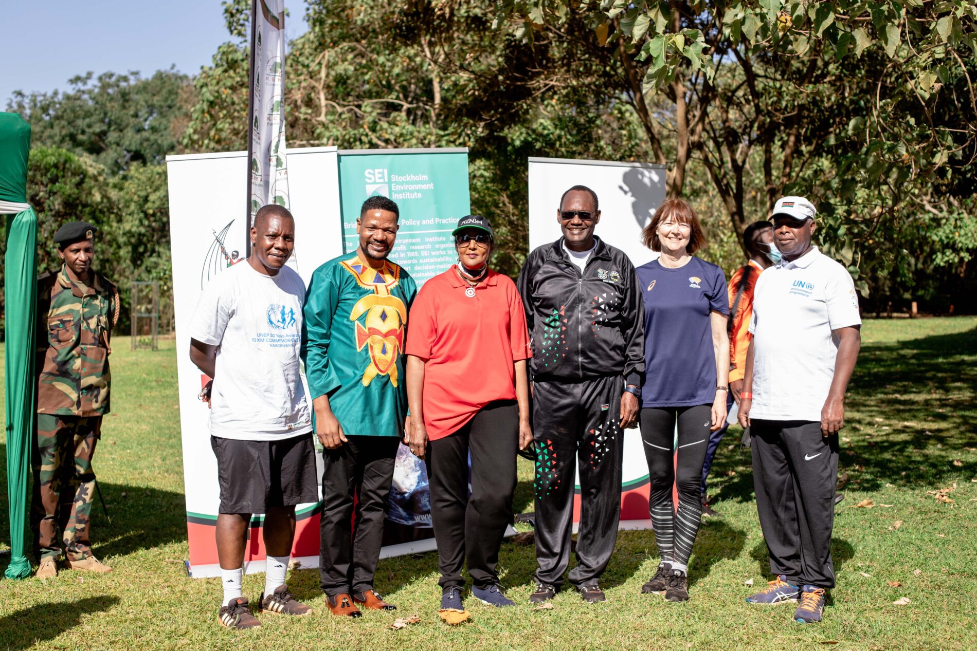 Posing for air quality: UNEP at 50 Marathon, Karura, Nairobi, Kenya