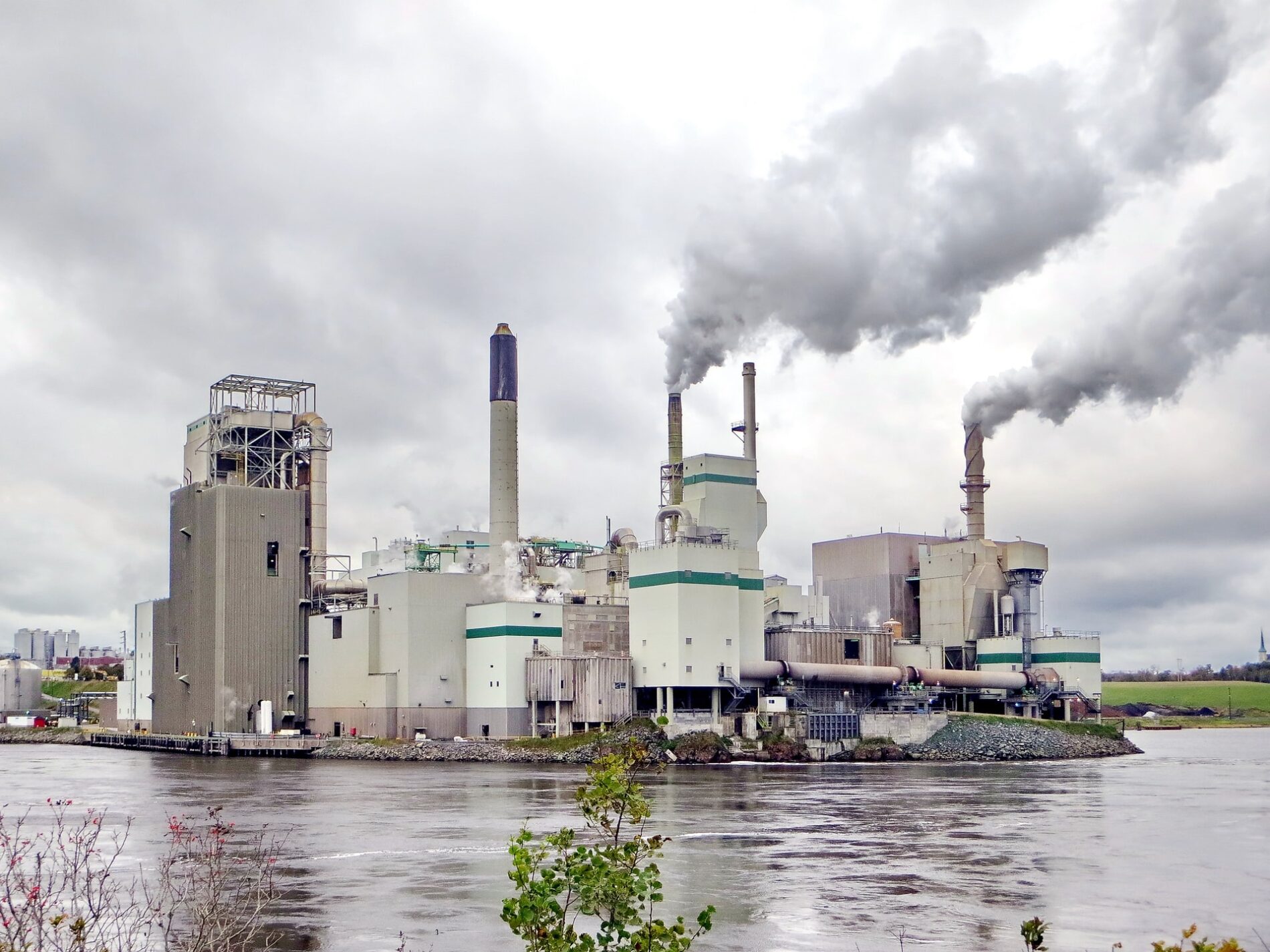Industrial chimneys letting out smoke