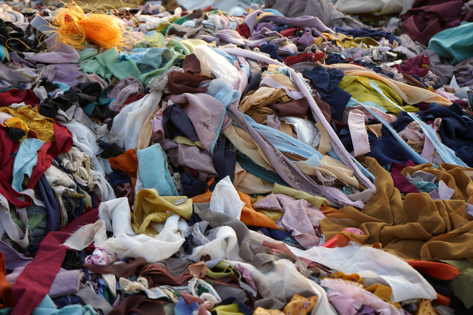 Pile of garbage including many pieces of textiles, Jakarta, Indonesia