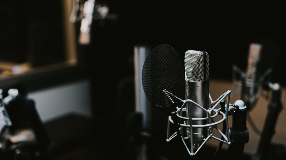 Condenser microphone in studio