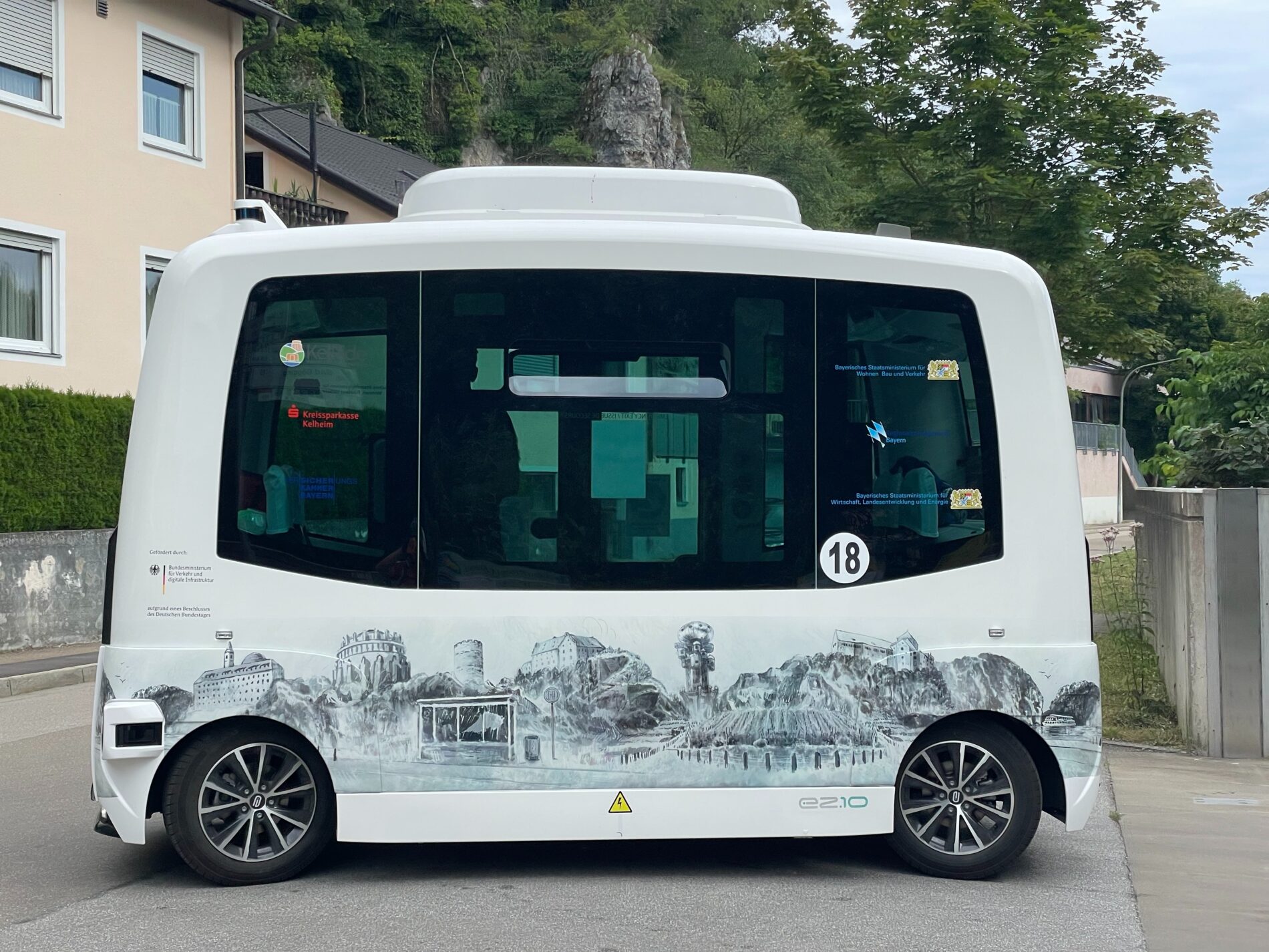 Autonomous driving bus, Weltenburg Monastery, Kelheim, Bavaria, Germany, 7 August 2021