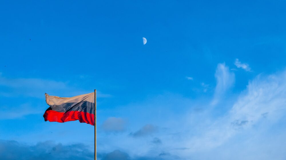 Russia's flag blue sky