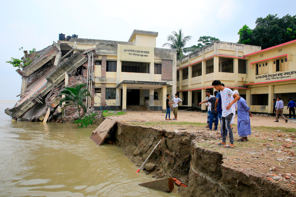 Naria Upazila Health Complex building in Shariatpur district goes into the Padma River. Shariatpur, Bangladesh