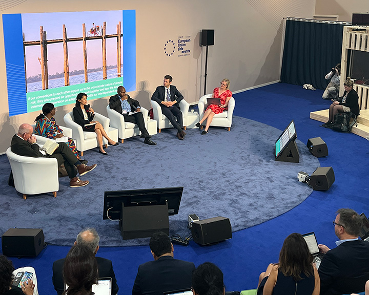 The panel at the 9 November Adaptation Without Borders side event at the EU Pavillion at COP27