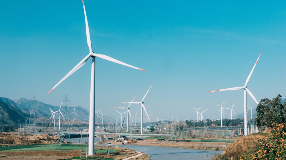 white wind turbine photo