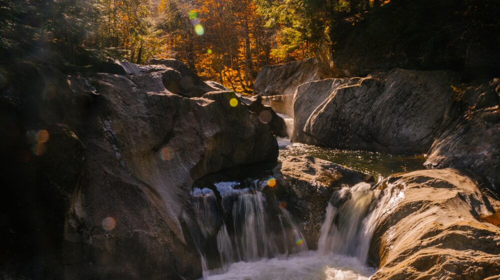 Waterfall flowing through rocks in forest